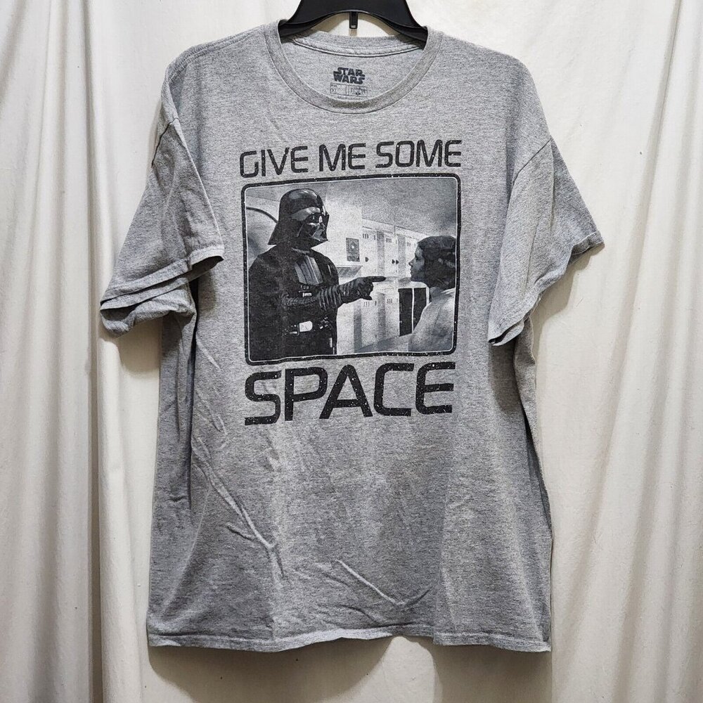 Star Wars Give Me Some Space Darth Vader Princess Leia Gray T-Shirt XL
